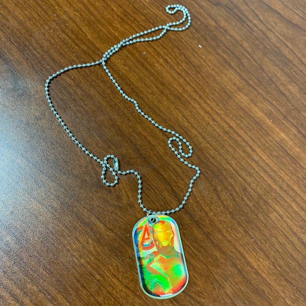 Marvel Iron Man Avengers Orange Dog Tag Necklace